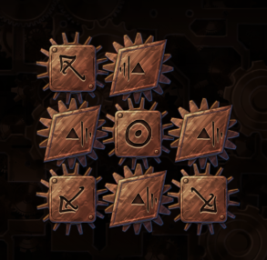 A puzzle from Machine at the Heart of the World showing a parentheses glyphs